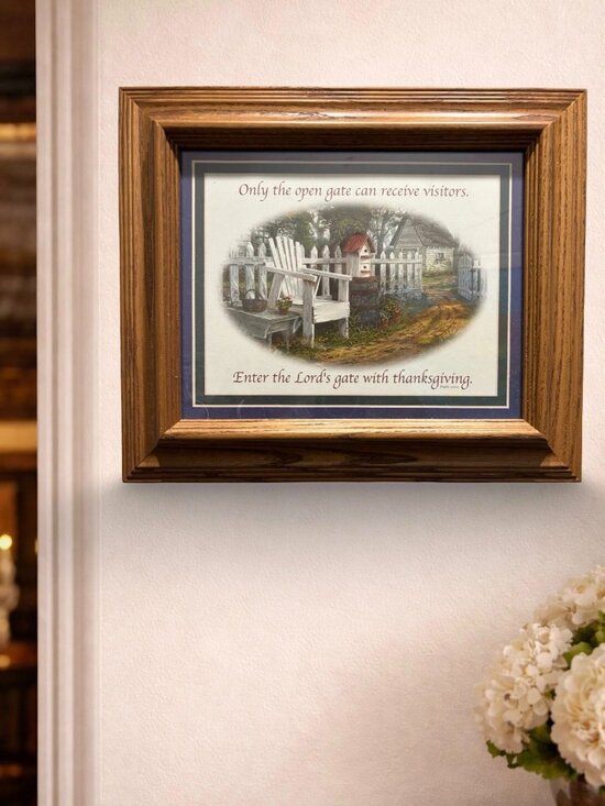 Unknown Other - Scripture Wall Decor Only The Open Gate ... Psalm 100:4 Wall Art In Oak Frame 13